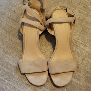 PLV lt suede strappy cork heeled sandal